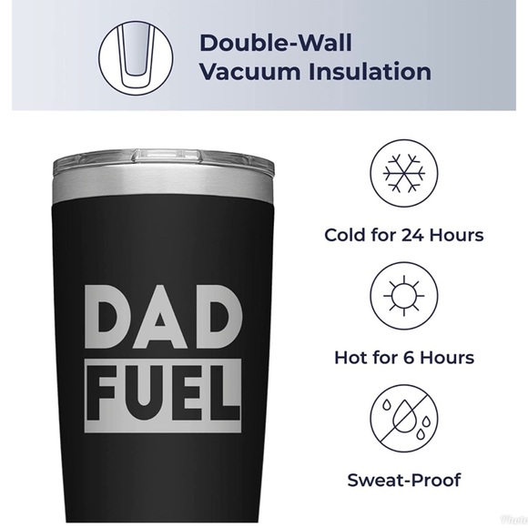 SassyCups Dad Fuel 20 Oz Engraved Black Stainless Steel Insulated Travel Mug NWT - Picture 3 of 13